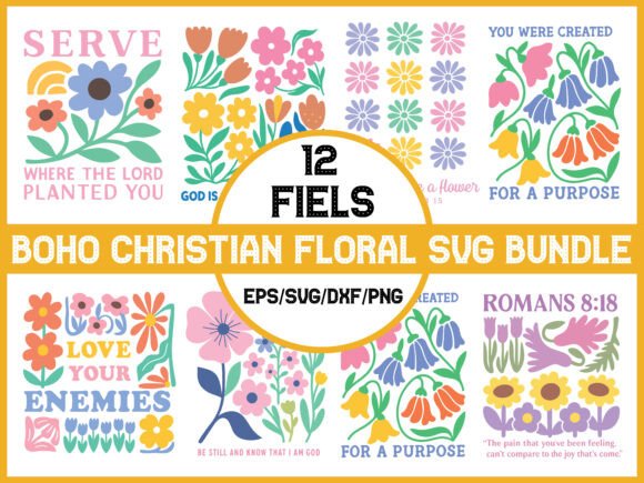 Christian Bible Verse SVG Bundle Floral Graphics
