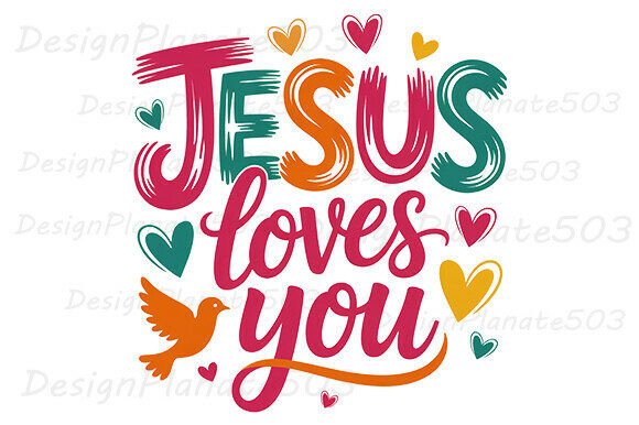 Christian PNG Graphics: “Jesus Loves You” Neon T-Shirt Designs