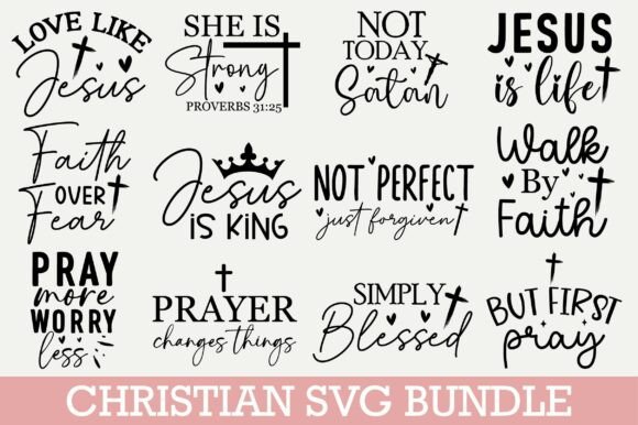 Christian SVG PNG Bundle, Bible Verse: Graphics for T-Shirt Designs